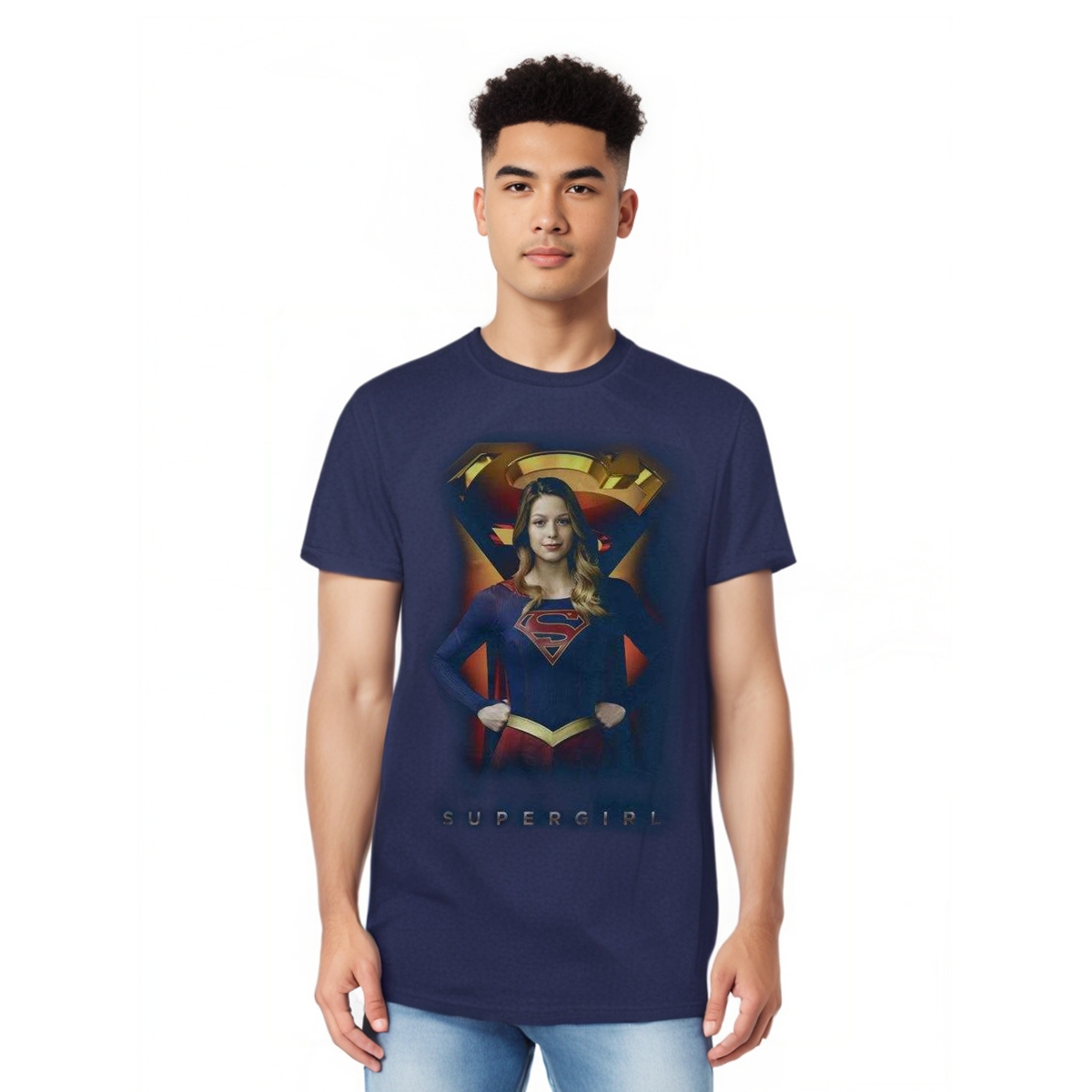Mens Standing Symbol Adult Heather Tee / T-Shirt - Navy