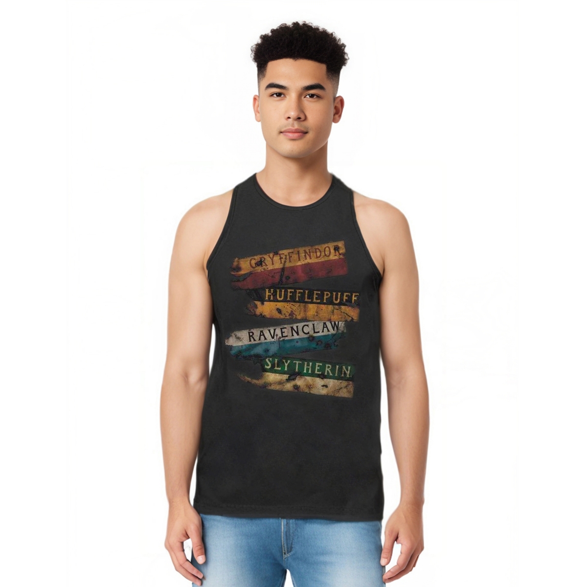 Mens Burnt Banners Adult Tank Top - Charcoal