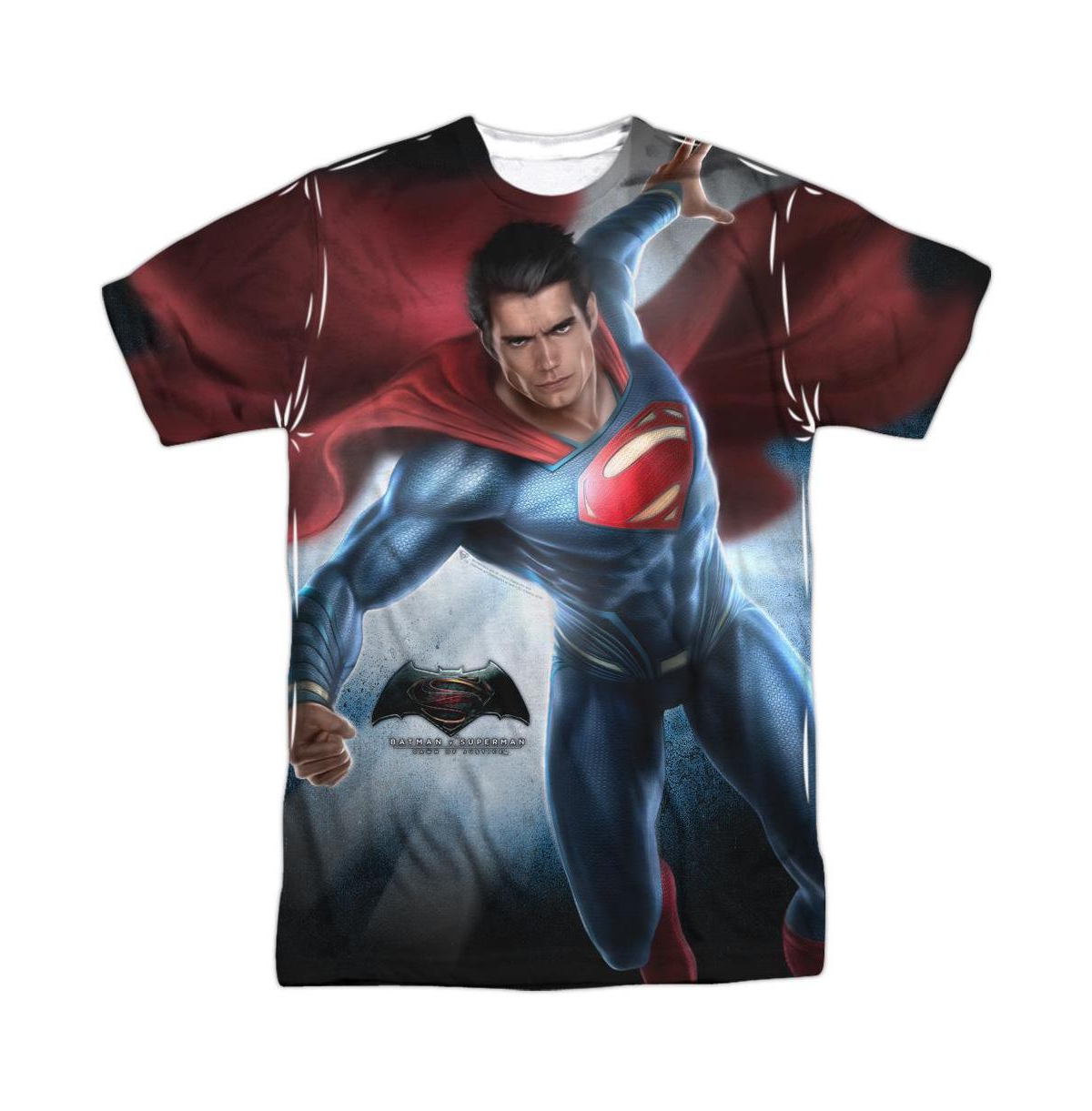 Mens Superman Light Short Sleeve Adult Poly Crew Tee / T-Shirt - White