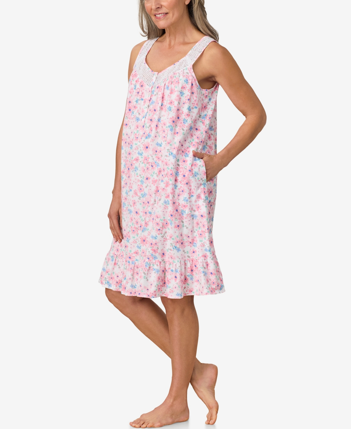 Aria Women's Ballet Sleeveless Nightgown In Pink Floral