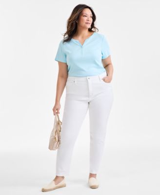 Plus Size High-Rise Straight-Leg Jeans, Exclusively at Macy's