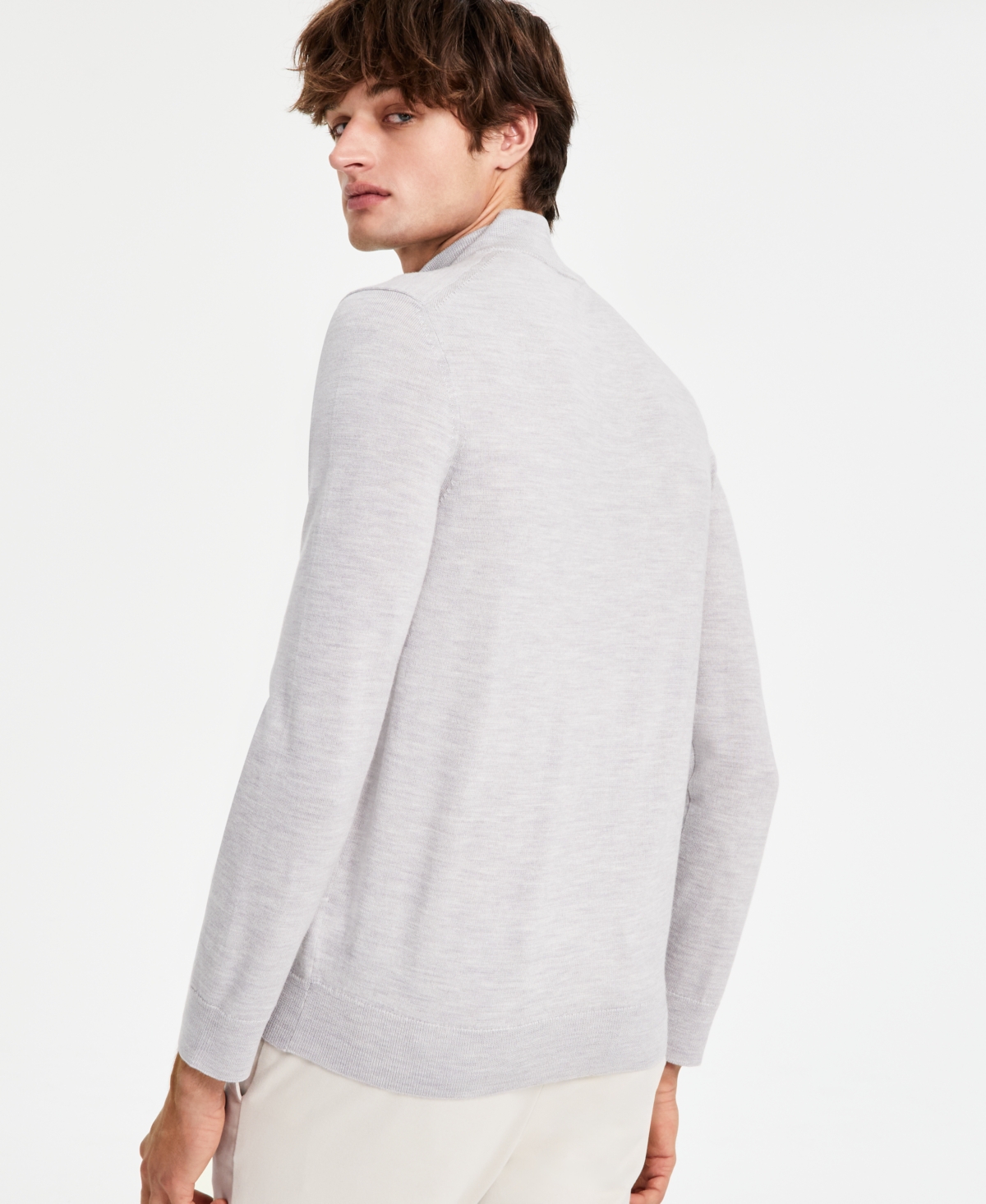 CHARLES TYRWHITT MEN'S MERINO WOOL QUARTER-ZIP SWEATER 