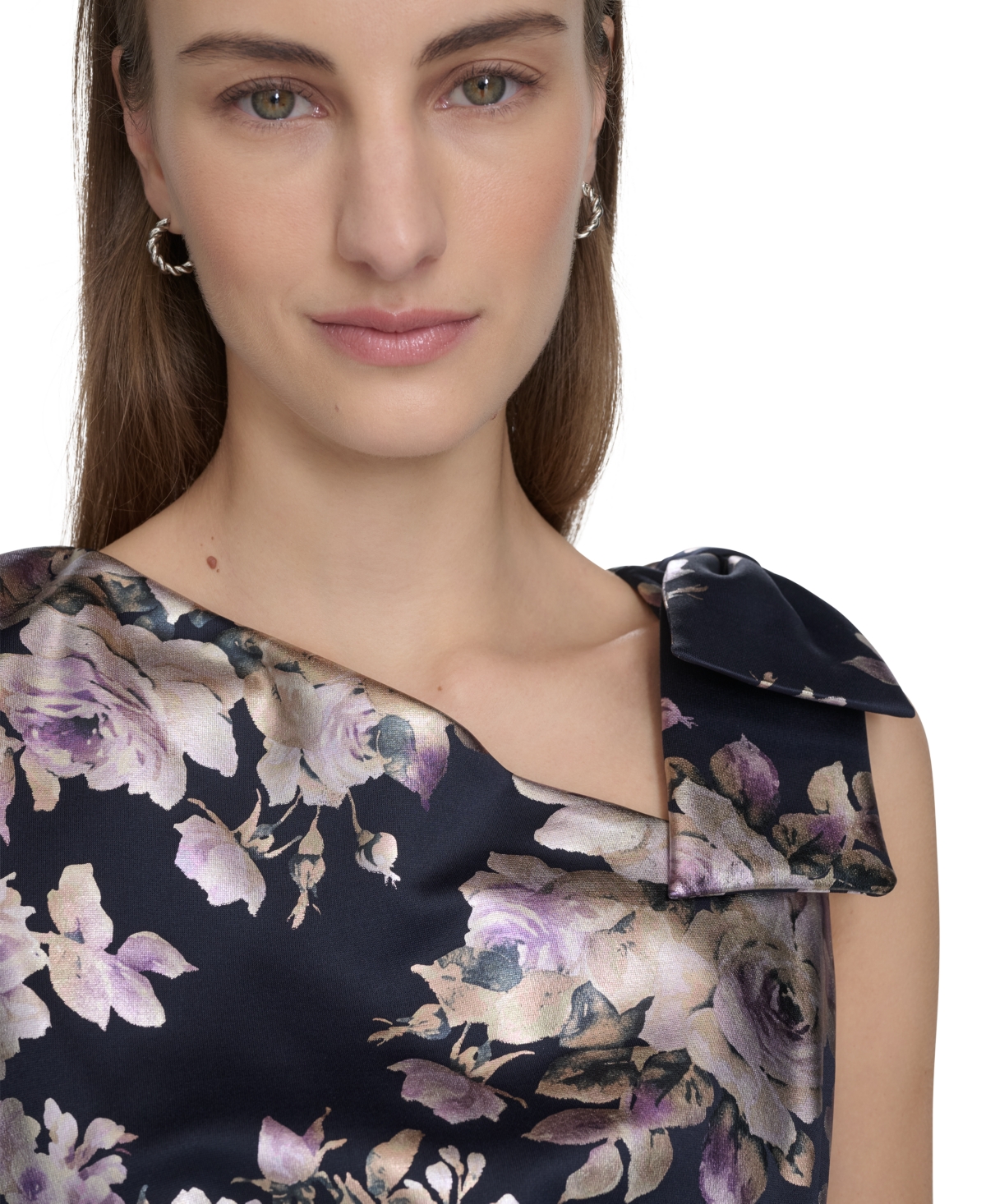 Jessica Howard Women's Printed Asymmetric Sleeveless Sheath Dress