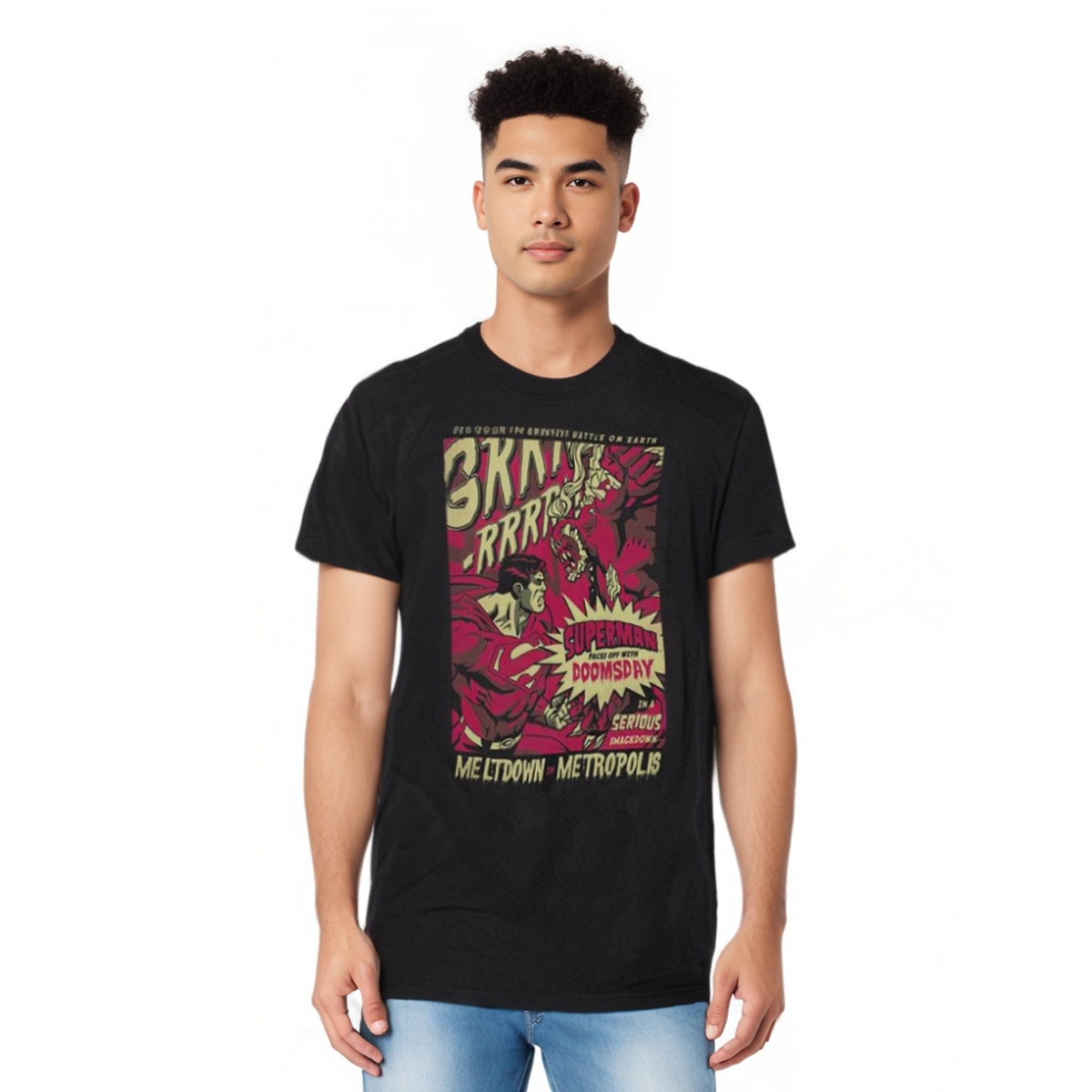 Mens Metropolis Meltdown Short Sleeve Adult Tee / T-Shirt - Black