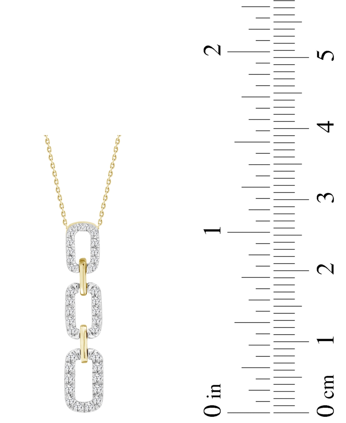 MACY'S DIAMOND GRADUATED LINK PENDANT NECKLACE (1/4 CT. T.W.) IN 10K GOLD, 16" + 2" EXTENDER 
