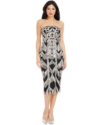 Dress the Population Women s Viviana Sequined Fringe Dress Macy s