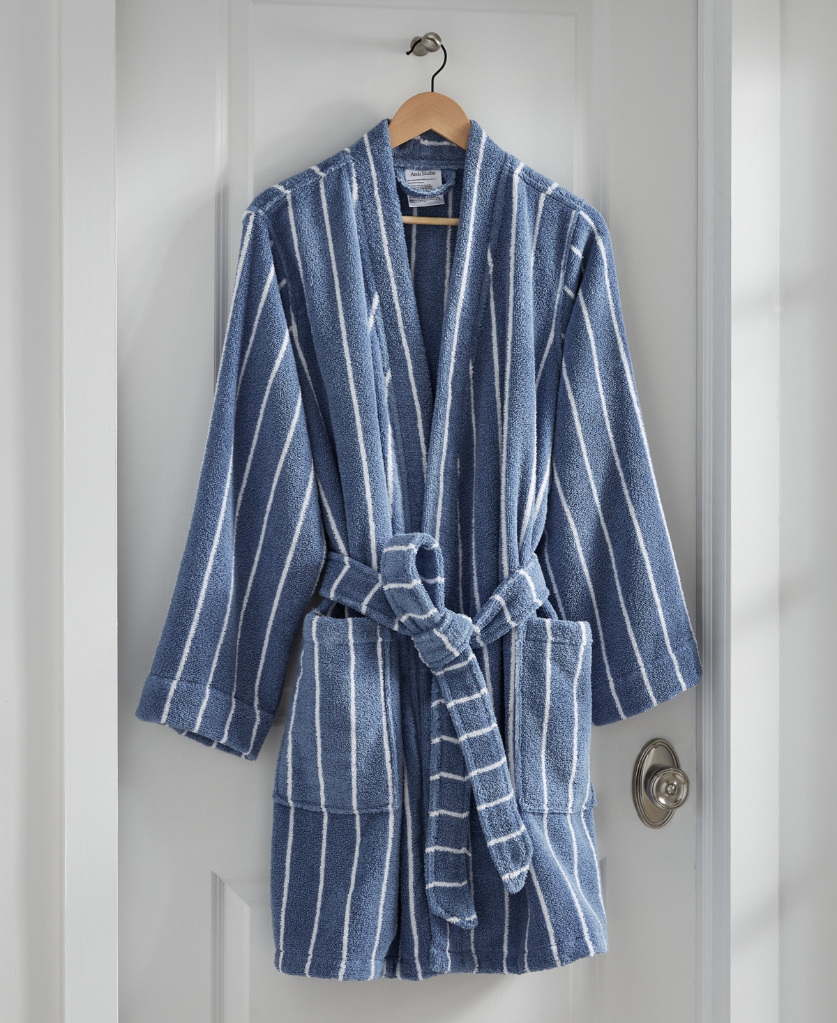 Arch Studio Terry Bath Robe, Exclusively At Macy's In Chambray Stripe
