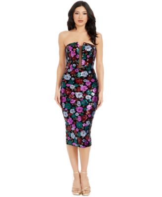 Dress the Population - Women's Sequin Mesh Panel Dress