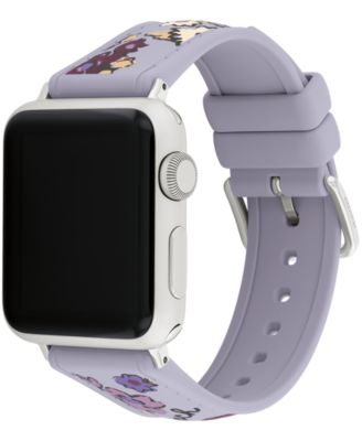 Women's Purple Floral Silicone Strap Band for Apple Watch 38mm, 40mm, 41mm