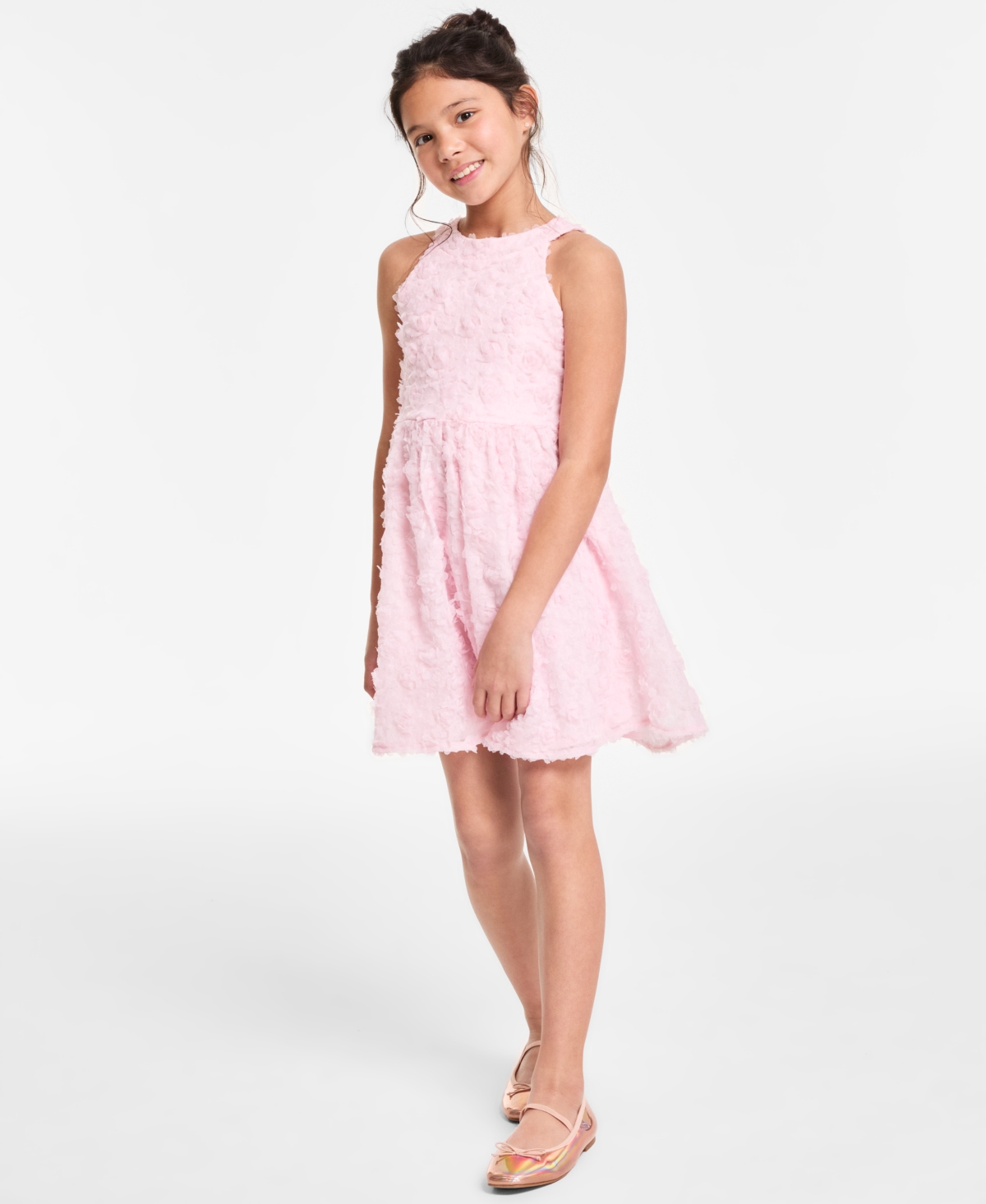 Shop Rare Editions Big Girls Halter Micro Soutache Social Dress In Fuchsia