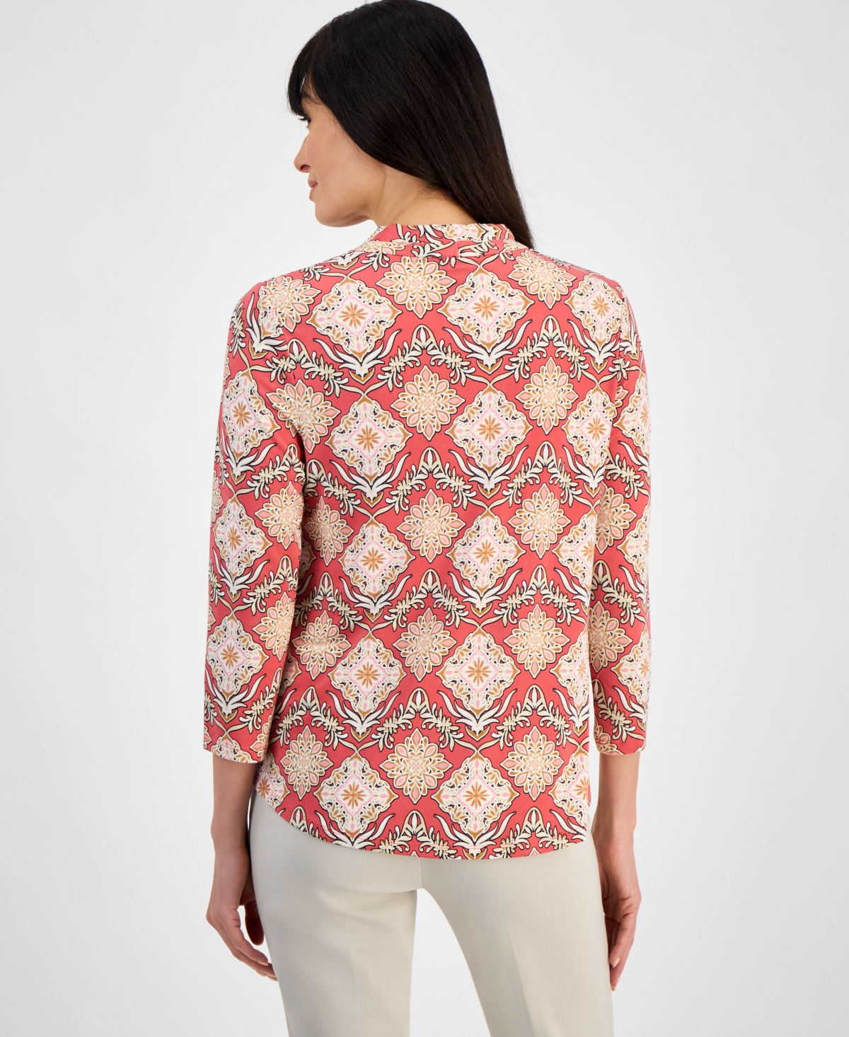 JM COLLECTION PETITE V-NECK TOP, EXCLUSIVELY AT MACY'S 