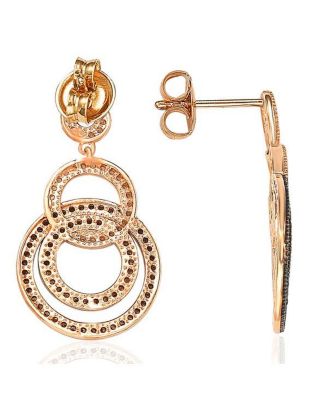 Suzy Levian Sterling Silver Cubic Zirconia Looped Circle Drop Dangle Earrings