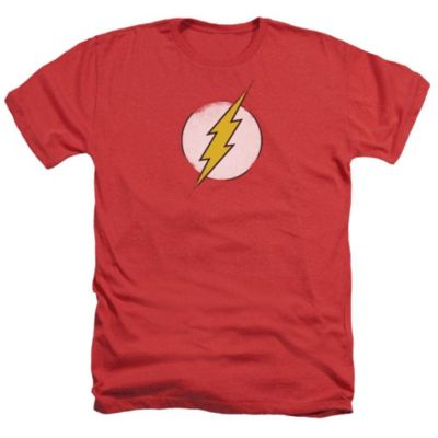 Dc Mens DC Comics Flash Rough Flash Logo Adult Heather Tee / T-Shirt