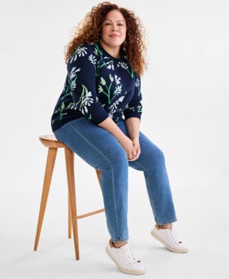 Plus Size Printed Fleece Sweatshirt, Exclusively at Macy's
