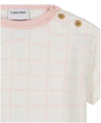 Baby Girls Logo Print French Terry Tee and Pants, 2-Piece Set