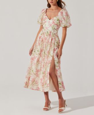 Women's Sasilia Printed Puff-Sleeve Midi Dress