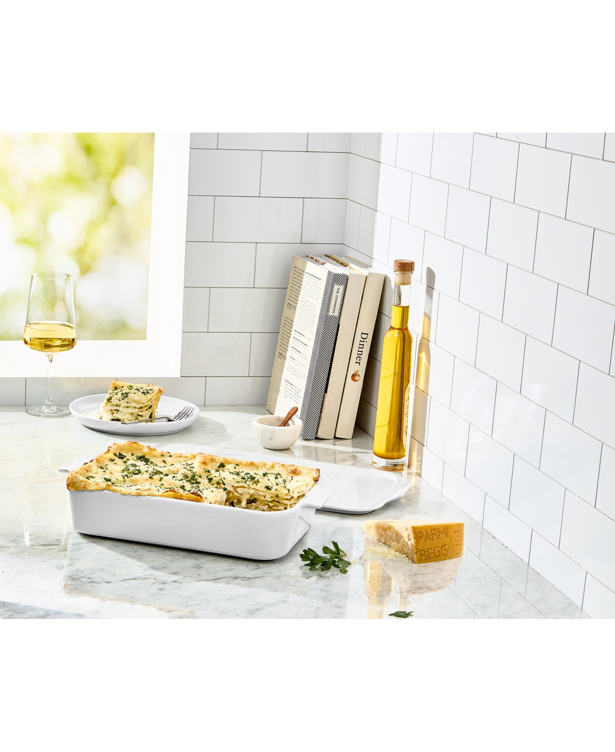 The Cellar James Medium Lasagna Baker With Lid, Exclusively At Macy's In White