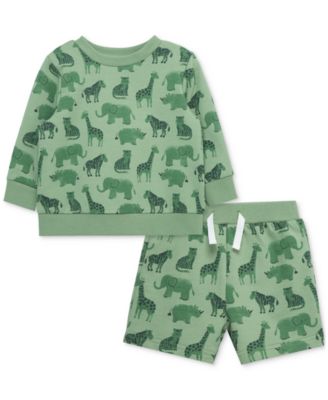 Little Me - Baby Boys Safari Cotton Active Sweatshirt & Shorts, 2 Piece Set