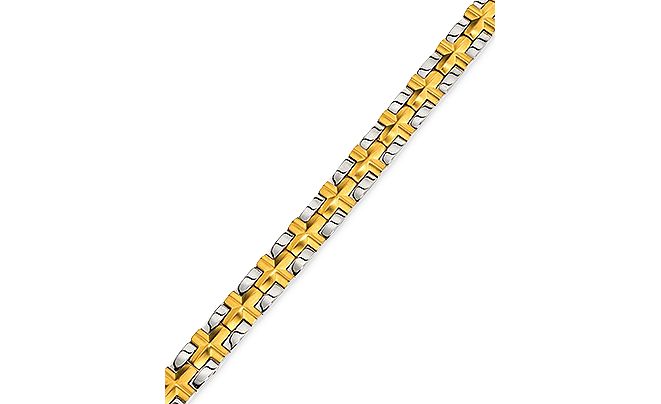 Macy's Men's Satin Cross Bracelet in GoldPlated IP Stainless Steel
