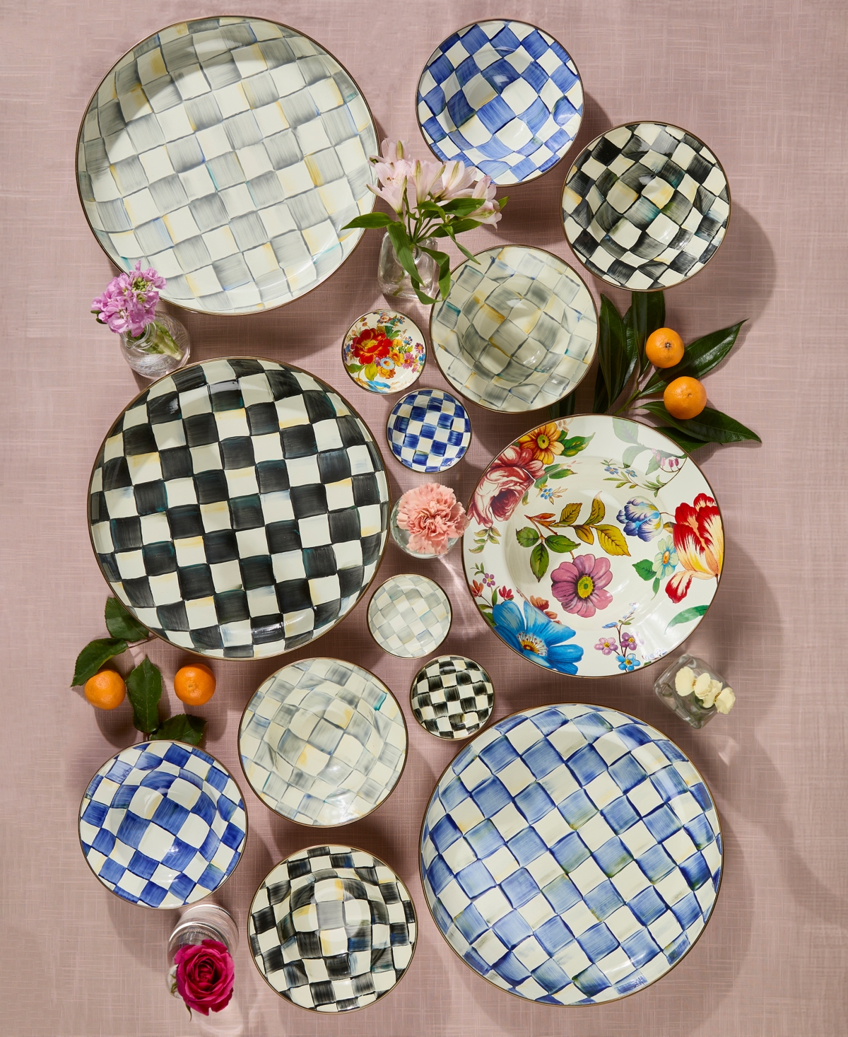 Shop Mackenzie-childs Sterling Check Abundant Bowl In Multi