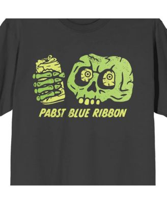 Men's Halloween Skull With Beer Crew Neck Short Sleeve Charcoal T-shirt-3XL