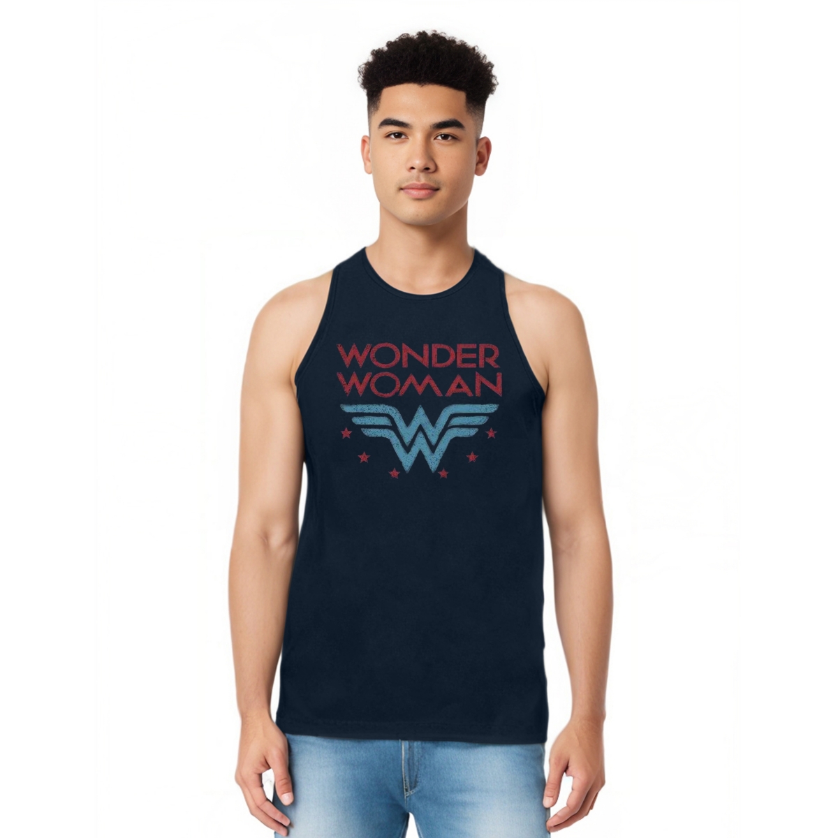 Men's Dc Comics Wonder Woman Wonder Stars Adult Tank Top - Navy