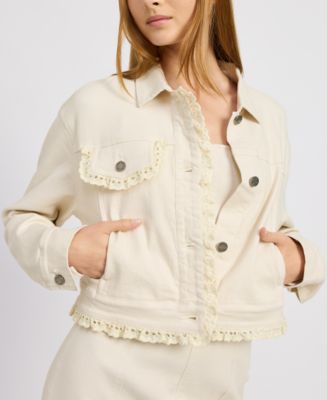 En Saison Women's Gwendolyn Eyelet-Trim Denim Jacket - Macy's