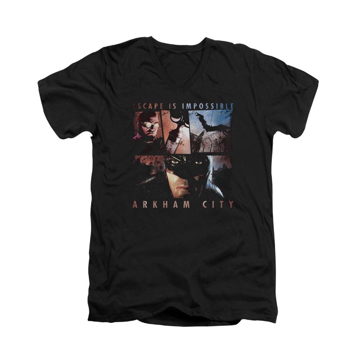 Men's Arkham City Escape Is Impossible Short Sleeve Adult V Neck Tee / T-Shirt - Black
