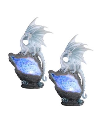 FC Design "2-PC Set" 8.75"H Silvery Dragon with LED Blue Faux Crystal ...