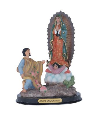 "2-PC Set" 9"H Our Lady of Guadalupe with Saint Juan Diego Holy Figurine Statue Ornament Home Room Office Decor and Perfect Ideas for Housewarming, Holidays and Birthdays