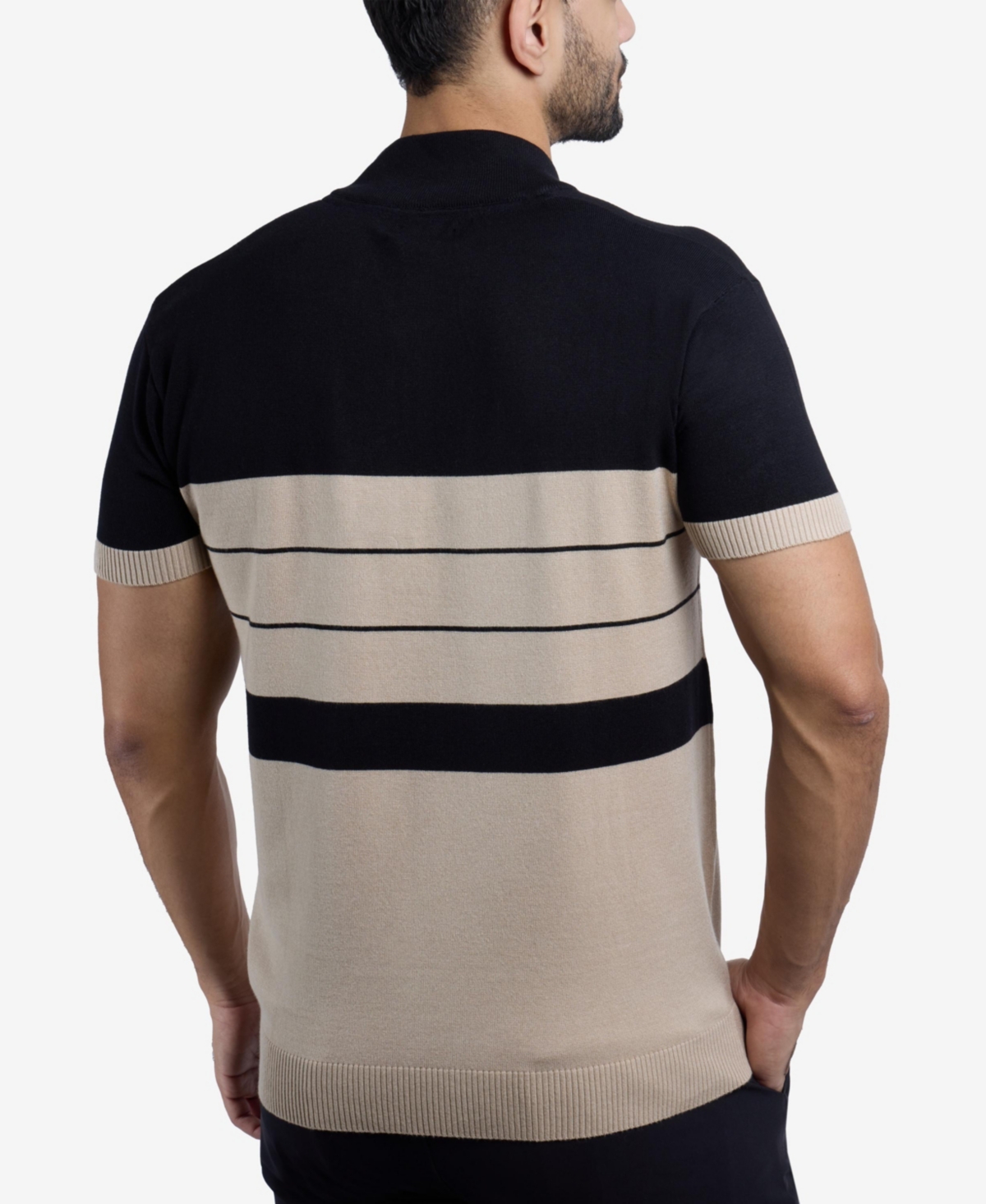 Spring + Mercer Men's Short Sleeve Zipper Neck Polo Sweater