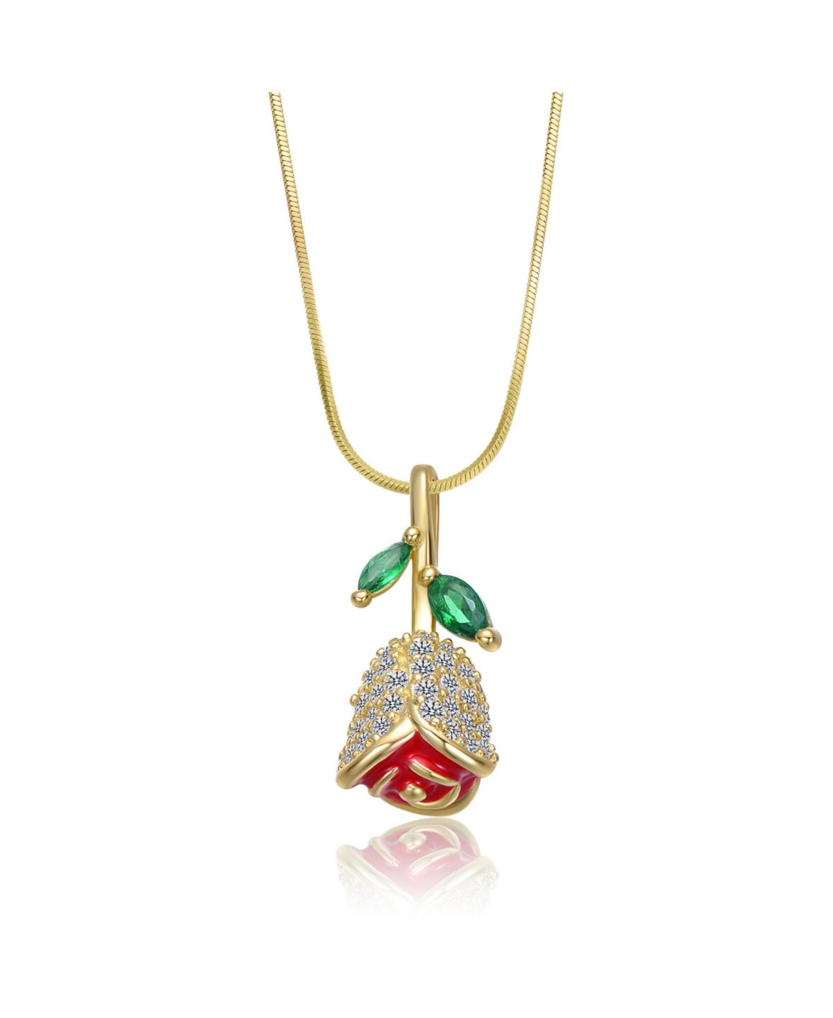 Eternal Bloom 14K Gold Plated Rose Pendant Necklace - Gold