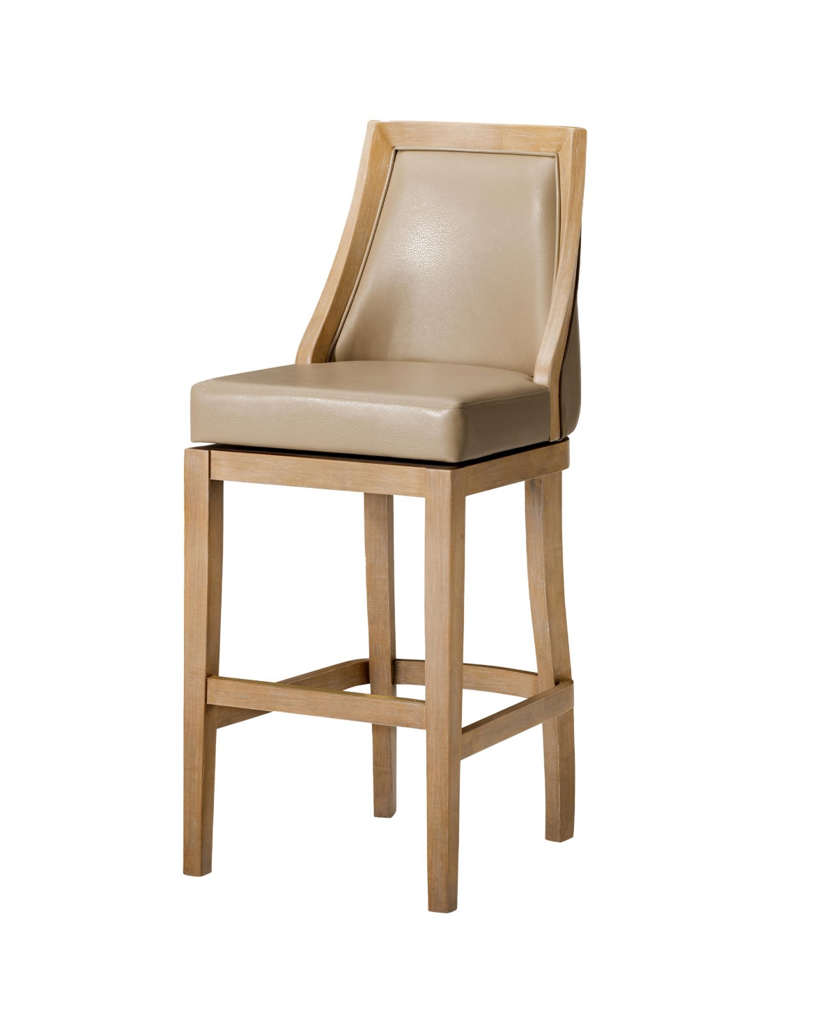 Maven Lane Vienna Bar Stool in Weathered Oak Finish, Avanti Bone, Set of 3