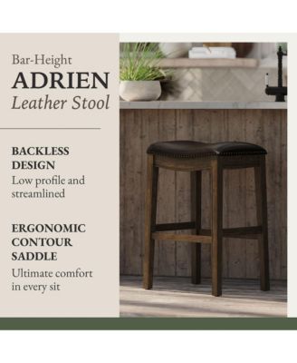Adrien Saddle Barstool, Walnut w/ Marksman Saddle Leather, Set of 4
