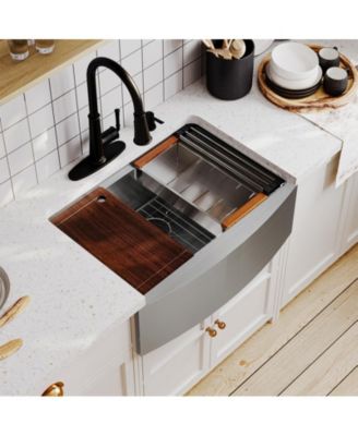 30inch L x 22inch W Farmhouse Kitchen Sink with Accessories