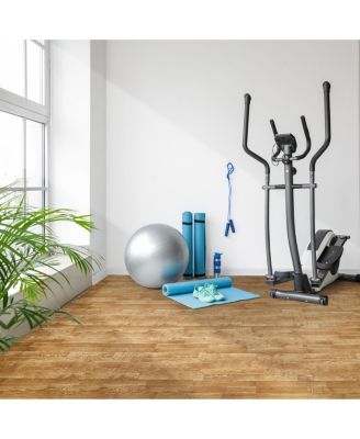 3/8-Inch Thick 96 Sq. Ft. Wood Grain Floor Foam EVA Interlocking Mats Tiles w/ Borders - for Home, Playroom, Basement, Trade Show