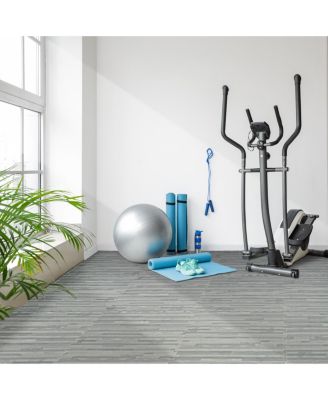 3/8-Inch Thick 96 Sq. Ft. Wood Grain Floor Foam EVA Interlocking Mats Tiles w/ Borders - for Home, Playroom, Basement, Trade Show