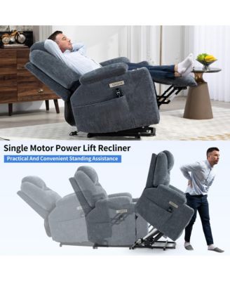 Power Lift Recliner Chair, Heavy Duty, 350 LBS Capacity, Dual Motor, Massage & Heating, USB & Type-C Ports