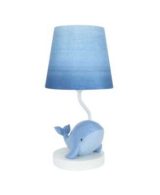 Bubbles & Squirt Hand Painted Whale Lamp with Blue Shade and Bulb
