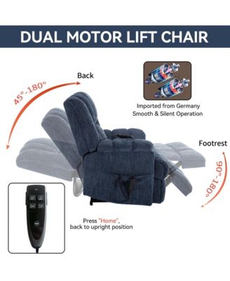 Dual Motor Heat Massage Infinite Position Up to 350 LBS Electric Power Lift Recliners with Power-Remote