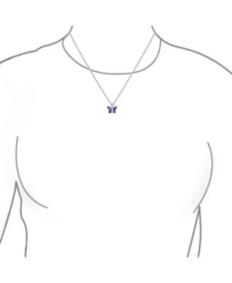 Mini Petite Tiny Clear Cubic Zirconia CZ Garden Insect Butterfly Pendant Necklace Rose Gold Plated .925 Sterling Silver