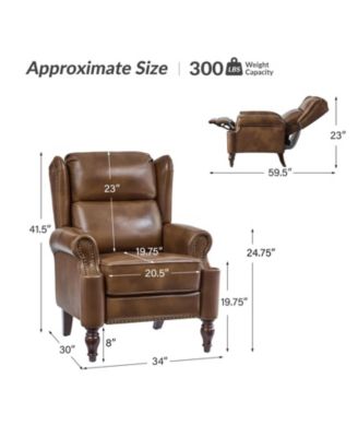 Genuine Leather Spindle Leg Volkert Traditional Manual Recliner