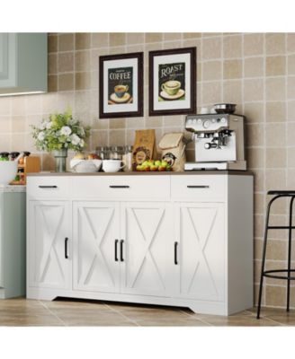 Sideboard  55" Wood with Storage, Coffee Bar Cabinet with 3 Drawers