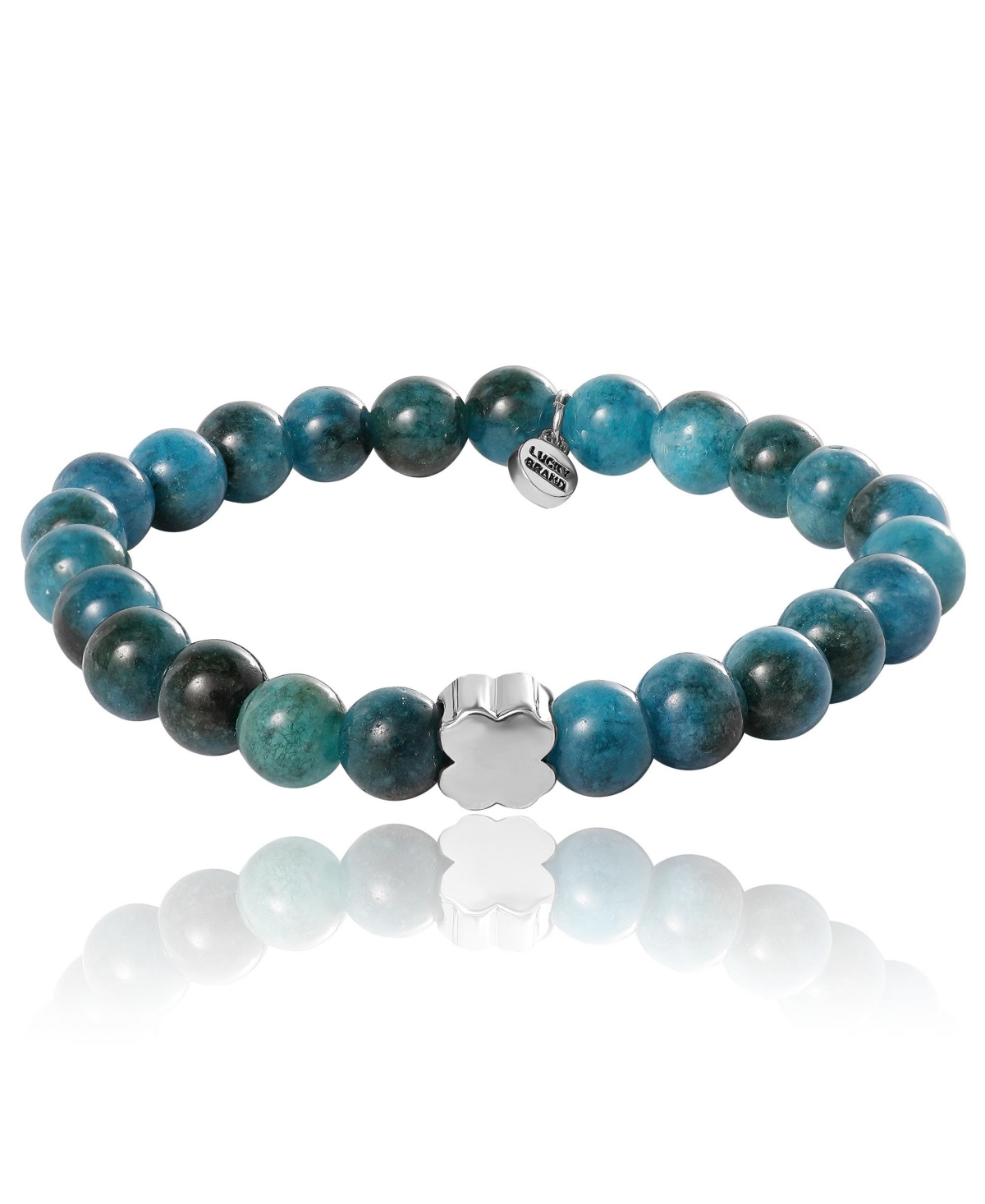 Blue Teal Jade Stretch Bead Bracelet - Teal