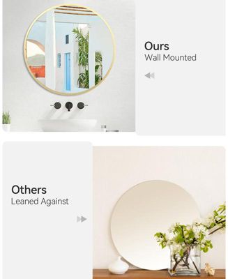 Round Mirror, 36 Inch Circle Mirror, Hd Eco-Friendly Gold Circle Mirror Metal Frame, Round Vanity Wall Mounted Mirrors for Entryway, Hallway, Living Room