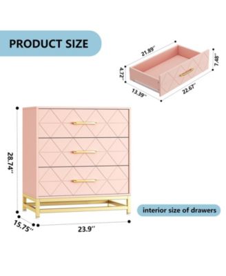 3 Drawer Dresser for Bedroom, Modern Wood Dressers Chest of Drawers with Storage