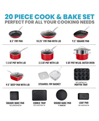 20-Piece Ultra-Durable Non-Stick Diamond Infused Cookware and Bakeware Set