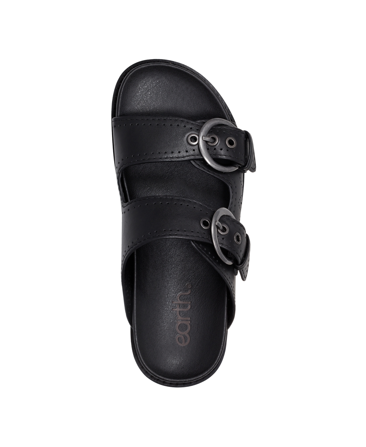 Shop Earth Women's Francii Double Band Flat Slip-on Sandals In Black Leather