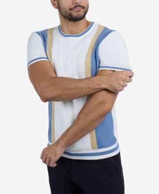 Men's Jacquard Crew Neck Short Sleeve Sweater