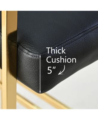 Set of 3 Faux Leather Counter Stools–Curved Armrests, Gold Legs, Modern Design for Kitchen & Bar